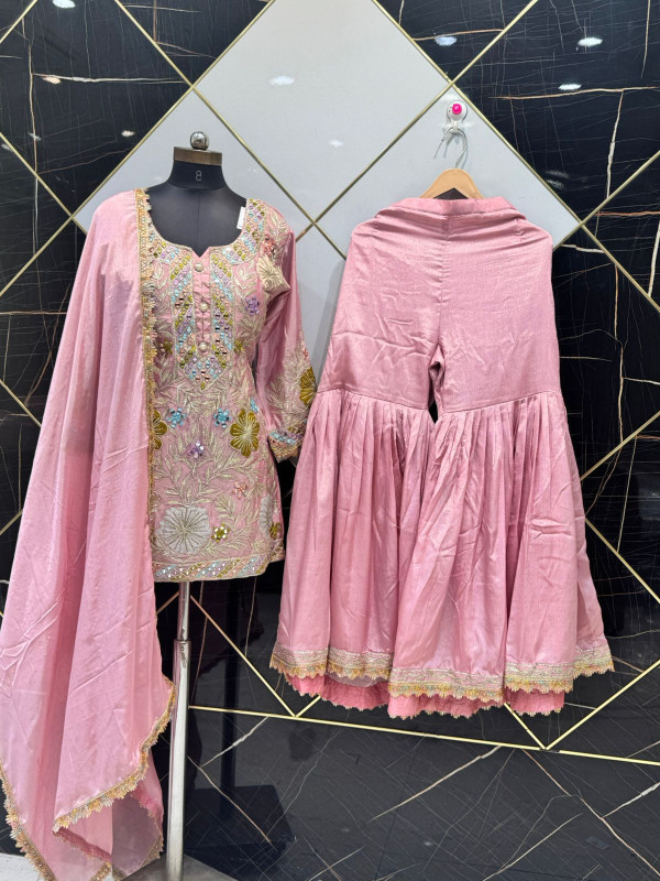 Embroidered Sharara Suit Set – Multicolor Collection