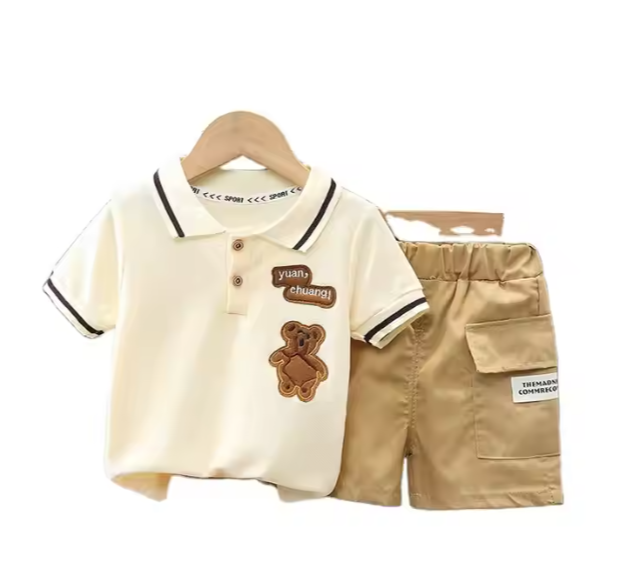 Short Sleeve Cartoon Printed Casual Wear Kids Wear Cotton