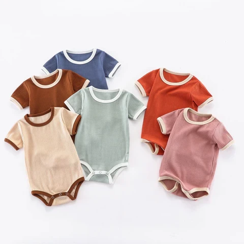 Baby Girls, Boys Casual Ribbed Rompers